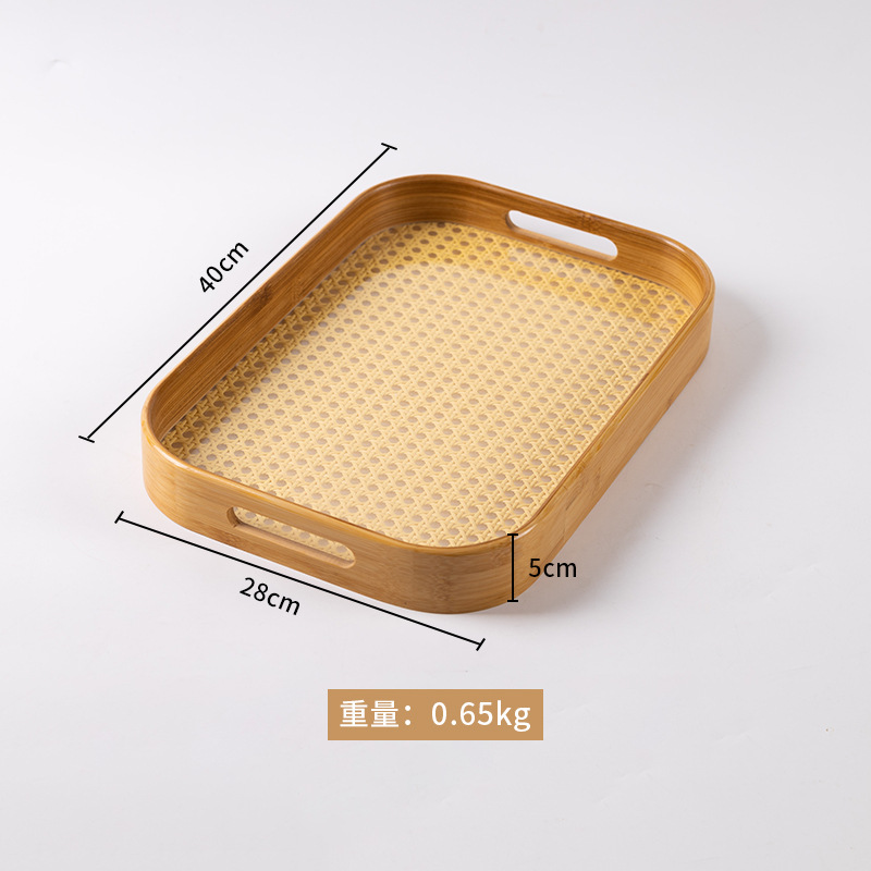 Rounded corner hand-held rattan woven bottom 40*28*5