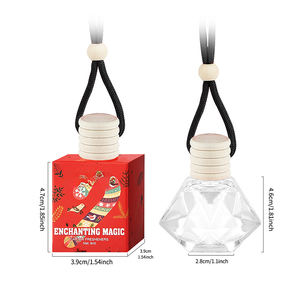 Diffuseur de parfum pour voiture Père Noël 8ml en verre avec couvercle en bois et cristal carré, cadeau de Noël à suspendre - Product Image 5