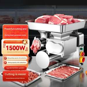 Tritacarne e affettatrice elettrica commerciale industriale in acciaio inox per tritare e affettare automaticamente - Product Image 1