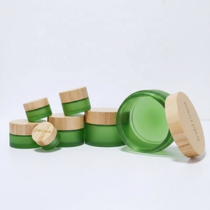 Envase de Crema Facial Cosmética de 30ml 50ml 100ml, Frasco de Vidrio Esmerilado con Tapa de Bambú - Product Image 2