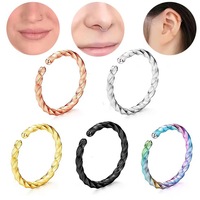 Lot de 5 Pièces Personnalisables en Acier Inoxydable Zircon Labret Téton Ventre Orteil Nombril Septum Faux Anneaux de Nez Clous d'Oreille pour Femmes