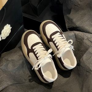 Scarpe basse color block da donna, rosse, gialle, marroni, scarpe singole, suola spessa, scarpe casual da ragazza, allacciate a taglio basso - Product Image 5