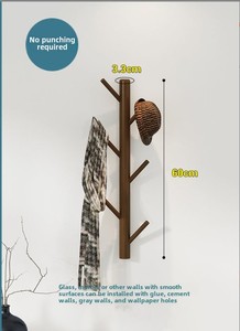 <span class=keywords><strong>Perchero</strong></span> de madera moderno montado en la <span class=keywords><strong>pared</strong></span> con ganchos sin taladro para una organización sin esfuerzo - Product Image 6