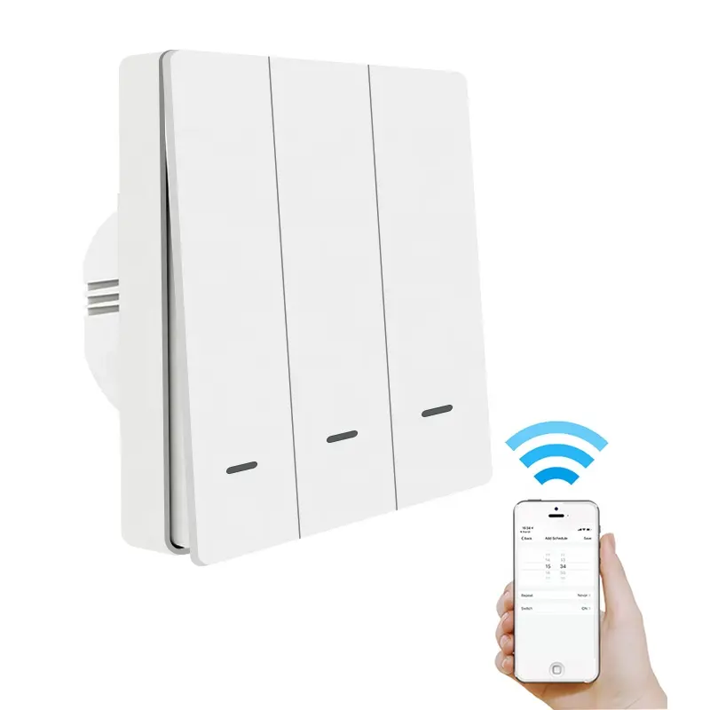 Tuya wifi EU standard Neutral live wire wall switch with built-in 3 gang switch for smart home