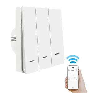 Tuya wifi UE padrão Neutro interruptor de parede de fio vivo com built-in 3 gang switch para casa inteligente