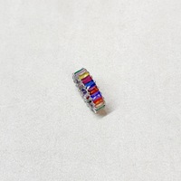 Nouveauté 2026, vente chaude, anneaux en acier inoxydable plaqué or 18 carats PVD, couleur argent, hip hop, avec zircone carrée, rectangulaire, circulaire