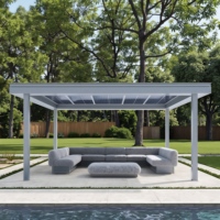 Gazebo motorisé à énergie solaire en aluminium, pergola électrique à économie d'énergie avec toit à lames pour jardin et villa