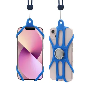 Multi-function Mobile Cover Gift Promotion Universal Cell-Phone Case Silicone Mobile Phone Bracket Lanyard Holder