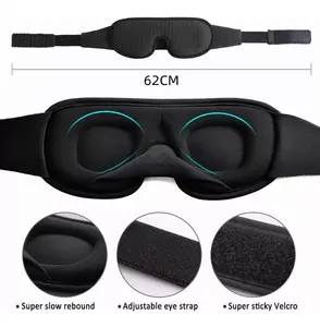 An3d 3D siyah uyku özel göz maskesi buz ipek bellek köpük göz maskesi seyahat uyku göz maskesi ile ayarlanabilir kayış - Product Image 5