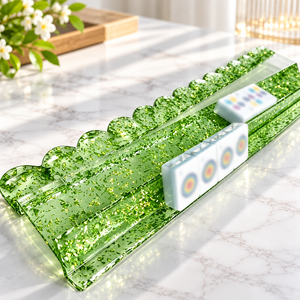 Édition de Noël – Mahjong américain 20 pouces en acrylique, écologique, pliable, durable, avec règle de mesure, impression feuille d'or et tuiles festonnées - Product Image 4