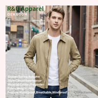 Veste coupe-vent bomber décontractée et élégante pour homme en polyester léger, idéale printemps-automne