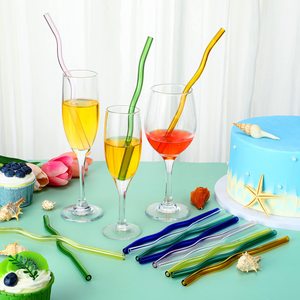 Ensemble de pailles à boire réutilisables en borosilicate de haute qualité, pailles en verre ondulées de différentes couleurs disponibles, différents emballages personnalisés - Product Image 5