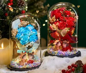 Hot Sale Soap Flowers Acrylic/Glass Cover Led for Valentine's Day Gift <b>Artificial</b> Soap Rose <b>Bouquet</b> in Glass Dome - Product Image 6