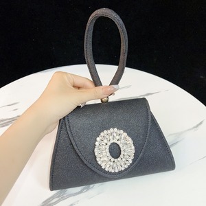 Bolso de Mano Tipo Clutch de PU Plateado con Brillantina y Decoración de Diamantes, Cierre Magnético, Clásico y Elegante para Fiestas - Product Image 5