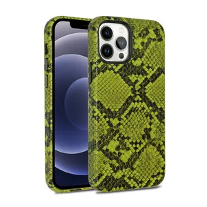 OEM ODM Carcasa De Cuero 2022 Casing Ponsel Kulit Penutup Kulit Ular Python untuk Iphone 12 13 14 Pro Max Casing Ponsel Magnetik