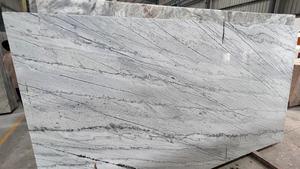 Carreaux de dalle de marbre blanc linéaire de haute qualité Design moderne pour les comptoirs de l'Inde dosserets cheminées finition naturelle polie - Product Image 6