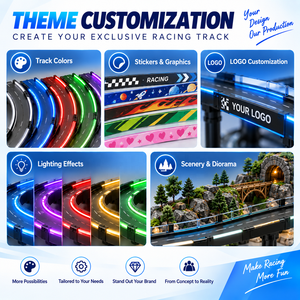 Circuit de course à billes en marbre avec éclairage LED, conception multi-niveaux croisée, logo personnalisé et aménagement surélevé - Product Image 5