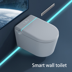 WC intelligent électrique mural avec couvercle à ouverture automatique, siège chauffant, double chasse d'eau, siphon en P, télécommande, cuvette allongée, intelligent - Product Image 1