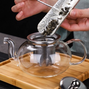 Théière en verre sûre pour cuisinière à gaz avec couvercle en acier inoxydable et filtre théière en verre à haute teneur en borosilicate résistant à la chaleur - Product Image 3
