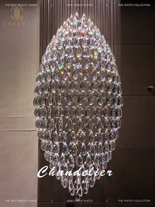 Gran Venta de candelabro LED grande, proyecto de luz colgante de techo, decoración de Villa de Hotel, candelabro de escalera Led, cristal de lujo - Product Image 6