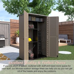 Venta caliente de herramientas pequeñas de servicio pesado Sustaniable grueso doble puerta jardín impermeable <span class=keywords><strong>resina</strong></span> plástica patio <span class=keywords><strong>cobertizo</strong></span> para Patio trasero - Product Image 5