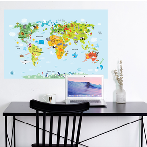 Animal World <span class=keywords><strong>Map</strong></span> Kids Có Thể Tháo Rời Dán Tường Decal Cho Trẻ Em Mẫu Giáo Phòng Ngủ Phòng Khách - Product Image 2