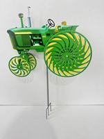 Tourniquet éolien cinétique en fer vert pour tracteur, revêtement poudré, rotation 3D, décoration de jardin, pelouse, patio, ferme
