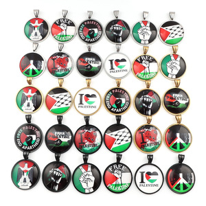 Collar con la Bandera Palestina, Joyería con Gema del Tiempo, Colgante de Palestina Anti-Guerra y Paz, Cadena de Acero Inoxidable para Suéter - Product Image 4
