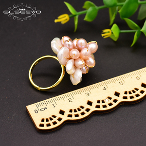 925 <strong>Sterling</strong> <strong>Silver</strong> Natural Fresh Water Baroque Pink Pearl Flower <strong>Adjustable</strong> <strong>Ring</strong> for Women Wedding - Product Image 4