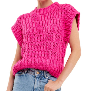 Fabricant de tricots <span class=keywords><strong>gilet</strong></span> personnalisé pour femmes <span class=keywords><strong>gilet</strong></span> <span class=keywords><strong>sans</strong></span> manches col rond côtelé gros pull <span class=keywords><strong>gilet</strong></span> pour femmes - Product Image 1