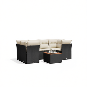 Ensemble de canapés de jardin noirs en rotin PE, meubles d'extérieur résistants à l'eau, coussins en mousse haute densité, design contemporain - Product Image 1