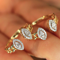 Bague cubaine Aazuo vintage en or jaune massif 18 carats avec diamants véritables taille brillant, cadeau de luxe pour fiançailles féminines