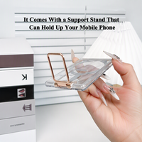 Porte-cartes magnétique transparent avec support métallique, support de téléphone magnétique transparent 3-en-1 pour utilisation quotidienne et visualisation sur bureau