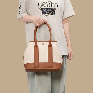 Bolsa de Jardim Semi-Artesanal Wax Line <span class=keywords><strong>23cm</strong></span> Panda, Bolsa de Mão Feminina Elegante e Moderna de Couro PU com Patchwork e Lona, com Fecho Magnético - Product Image 3