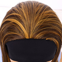 Perruque à bandeau sans colle, longue et droite, 22 pouces |   Perruque en cheveux synthétiques résistants à la chaleur, marron mélangé |   Prêt à expédier en gros pour femmes