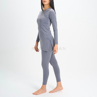 Nieuwe Trend Bescheiden Burkini Custom voor Dames Effen Kleur Sneldrogend Niet Doorschijnend Zwemkleding Set