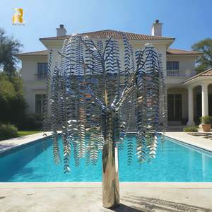 Sculpture de <span class=keywords><strong>saule</strong></span> <span class=keywords><strong>en</strong></span> acier inoxydable RELONG, ornements métalliques personnalisés, art moderne décoratif à vendre - Product Image 6