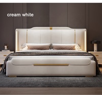 Lit Double Luxe Moderne King Size en Cuir et Bois Massif avec Rangement Rosegia pour Maison et Hôtel