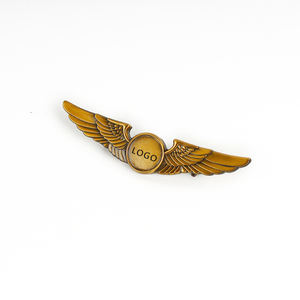맞춤형 뱃지 도금 날개 모양 항공사 기념품 엠블럼 뱃지 금색 원형 금속 양각 3D 프린팅 스포츠 핀 SNR - Product Image 4