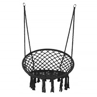 Fauteuil suspendu en macramé bohème, chaise hamac en corde de coton tissée à la main avec pompons pour chambre, balcon, terrasse