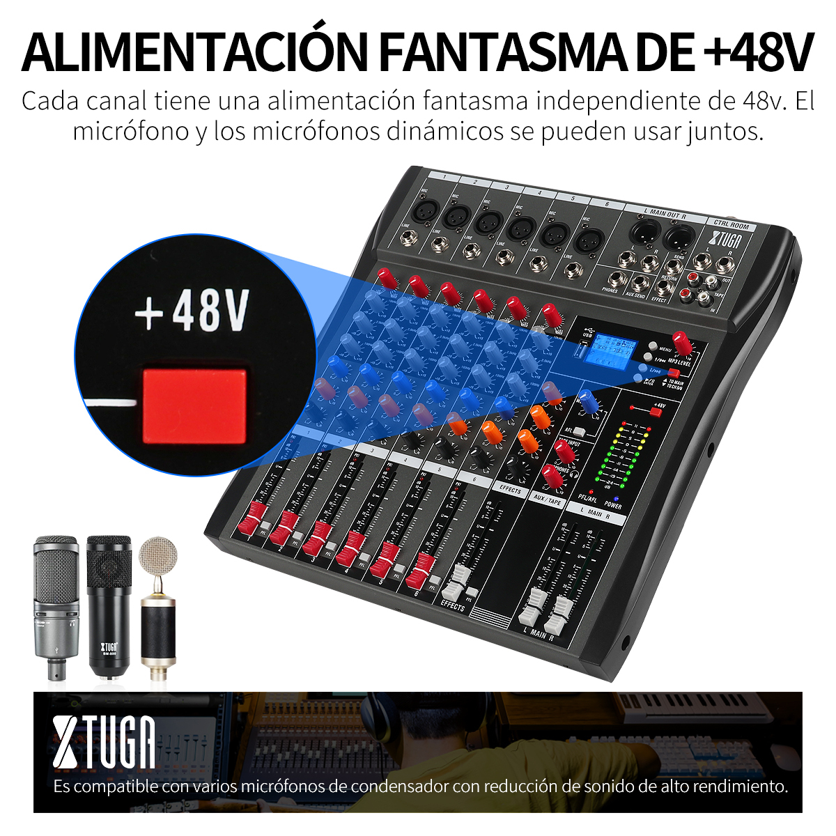 Carte Son/Mixeur Audio XTUGA F11 Pour PC - Effets Vocaux, Contrôle Individuel, éclairage RGB - Pour Streaming Et Enregistrement