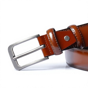 Cinturón Casual de Cuero Genuino para Hombre, Color Marrón, Hebilla de Aleación Plateada, Cuadrada, Sólida, Rectangular, Duradera, Moldeada en una Sola Pieza - Product Image 5