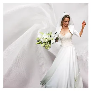 Wingtex High Quality Good Hand Feel White Yarn Mesh Polyester 100% for Veil Wedding Dresses