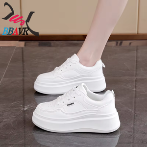 Nouvelles Chaussures Blanches Femme Printemps 2025 – Baskets Populaires à Semelle Épaisse, Haut de Gamme, Tendance Décontractée, Tige en PU Artificiel, Lacets Avant, Plastique - Product Image 6
