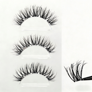 Ciglia finte all'ingrosso a lunghezza intera 10-12mm, personalizzabili, sottili e morbide, effetto occhio di gatto 3D naturale, lunghezze miste - Product Image 2