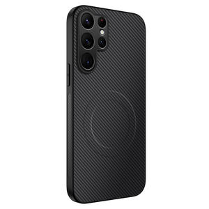 <span class=keywords><strong>Coque</strong></span> de téléphone en fibre de carbone avec texture en placage, anti-chute, charge magnétique sans fil pour <span class=keywords><strong>Samsung</strong></span> Galaxy A37/A57/A17/A07/A73/M80S/A90/M55 - Product Image 2