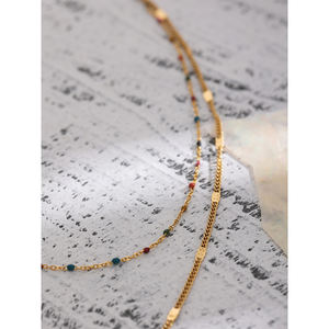 JINYOU 808 squisita <span class=keywords><strong>collana</strong></span> di gioielli a doppio strato <span class=keywords><strong>con</strong></span> smalto colorato <span class=keywords><strong>collana</strong></span> <span class=keywords><strong>con</strong></span> ciondolo <span class=keywords><strong>con</strong></span> <span class=keywords><strong>corna</strong></span> in acciaio inossidabile - Product Image 4
