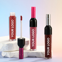Gloss à lèvres en forme de bouteille de vin, cosmétiques naturels, vente en gros, gloss à lèvres personnalisé, marque privée, gloss à lèvres mat velours, rouge à lèvres liquide