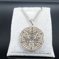 Nouveau collier pendentif amulette en acier inoxydable Tetragrammaton couleur or, talisman triangle alpha