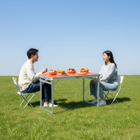 Table de pique-nique pliable en aluminium, hauteur réglable, avec plateau en maille, pour camping, plage, ferme, école, mobilier d'extérieur léger